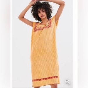 ZARA Womens Peasant  Embroidered Ethnic Dress Side Slit Summer Dress Size”large
